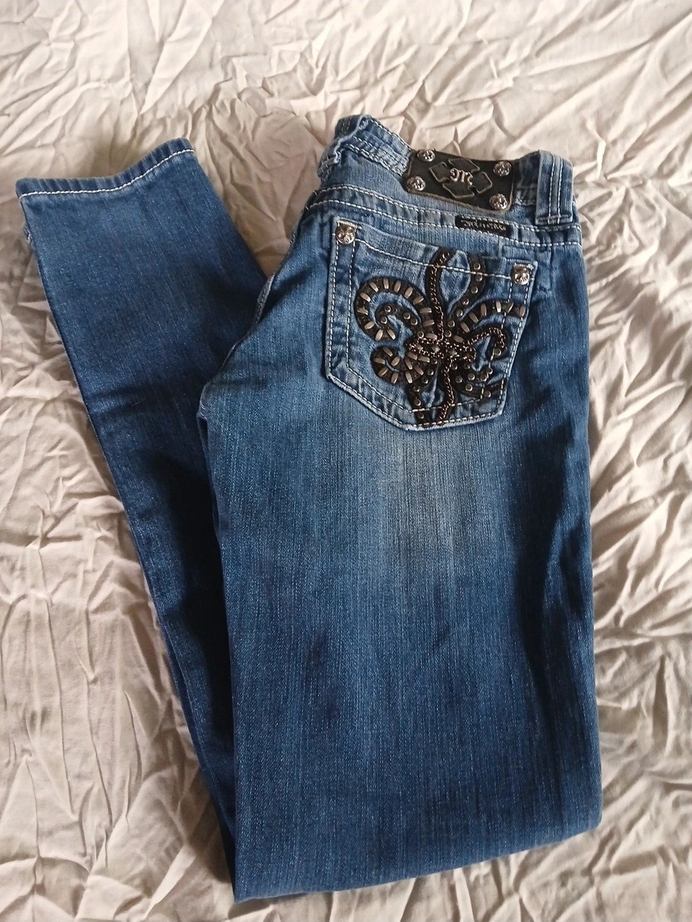 MISS ME Embellished Pocket Blue skinny Jeans